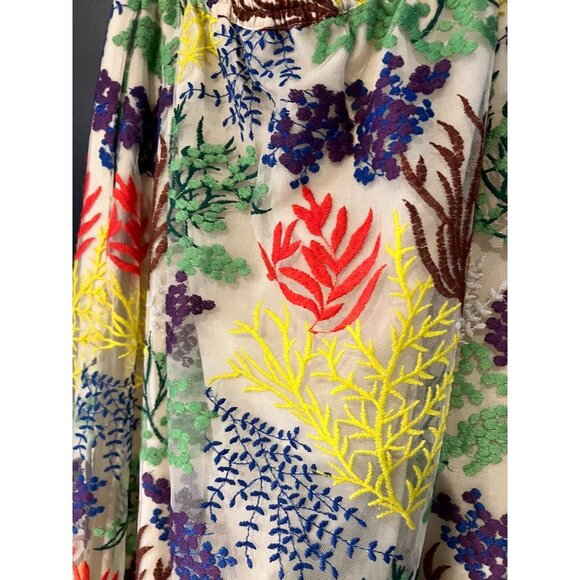 Toccin FLORAL Embroidered Deep V Halter Dress Size 4 - Picture 8 of 12